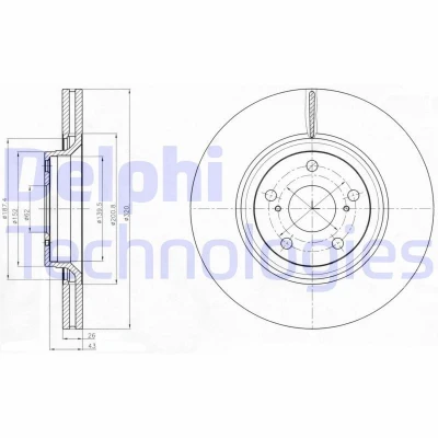 Billede af DELPHI BG4235 Bremseskiver 320 26 5 ventileret olieret ubehandlet uden hjullejer, ABS sensorring TOYOTA: Avensis III Stationcar, Verso
