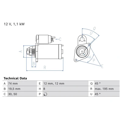 Billede af BOSCH 0 986 012 831 Starter 12 0,8 11