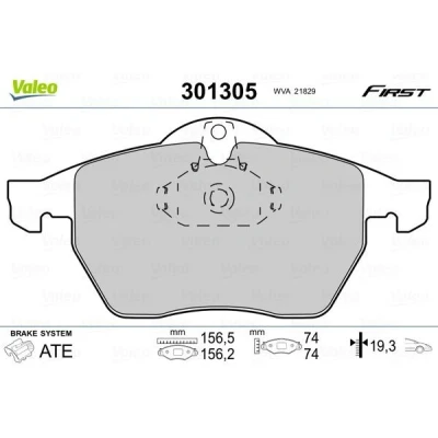 Billede af VALEO 301305 Bremseklodser FIRST foraksel Ekskl. slidadvarselskontakt uden anti knirke plade SAAB: 9 5 Stationcar, 3 Hatchback, Sedan