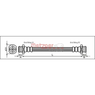 Billede af METZGER 4114732 Bremseslange 279 F10 x 1 SUZUKI: Grand Vitara SUV, SJ 413