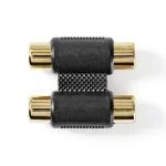 Billede af Stereo Audio Adapter 2x RCA Hun Guldplateret Lige ABS Anthracite 1 stk. Window Box