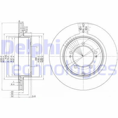 Billede af DELPHI BG3811 Bremseskiver 300 22 5 ventileret olieret ubehandlet uden hjullejer, ABS sensorring