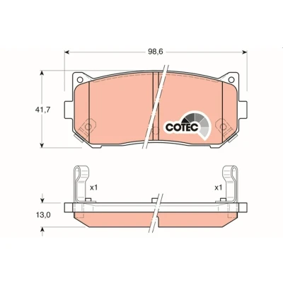 Billede af TRW COTEC GDB3203 Bremseklodser med akustisk advarsel for slid KIA: CARENS 2, Sephia I Hatchback