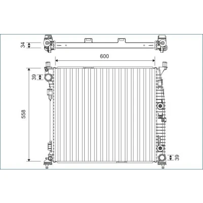 Billede af VALEO 701167 Radiator Aluminium 558 600 26 uden kølemiddelregulering Loddet køleripper