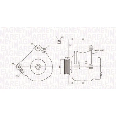 Billede af MAGNETI MARELLI 063731818010 Generator 12V 110A SKODA: Octavia II Hatchback, 2 Combi, VOLKSWAGEN: GOLF 6