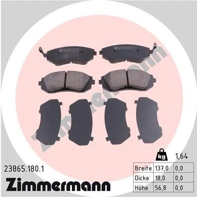 Billede af ZIMMERMANN 23865.180.1 Bremseklodser med akustisk advarsel for slid Billede svarer til leveringsomfang SUBARU: Forester II, Legacy 4, Outback III