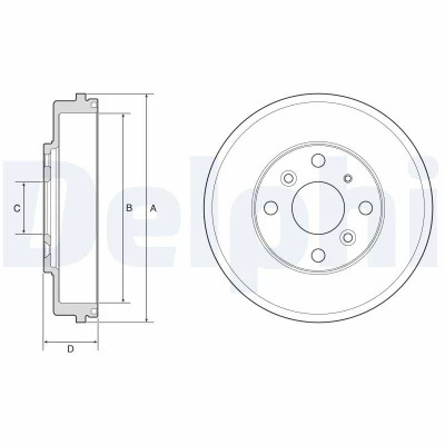 Billede af DELPHI BF649 Bremsetromler uden ABS sensorring, hjullejer, leje 240