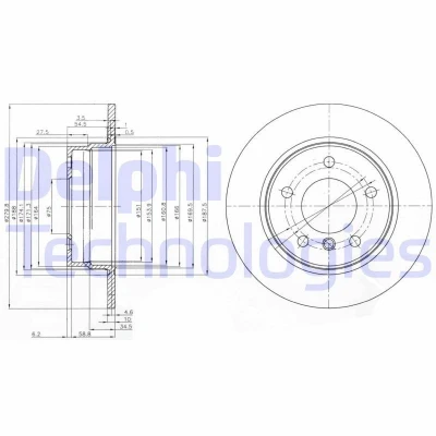 Billede af DELPHI BG3948C Bremseskiver 280 10 5 fuldstændigt coatet ubehandlet uden hjullejer, ABS sensorring BMW: 1 Hatchback