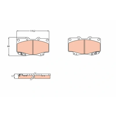 Billede af TRW COTEC GDB3428 Bremseklodser med akustisk advarsel for slid TOYOTA: HILUX 3 Pick up, 6 Pritsche/Fahrgestell (KUN1, TGN3