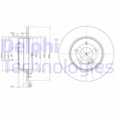 Billede af DELPHI BG3239C Bremseskiver 290 10 5 fuldstændigt coatet ubehandlet uden hjullejer, ABS sensorring MERCEDES BENZ: C klasse T modell