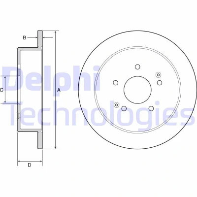 Billede af DELPHI BG4940C Bremseskiver 284 10 5 fuldstændigt coatet ubehandlet uden hjullejer, ABS sensorring