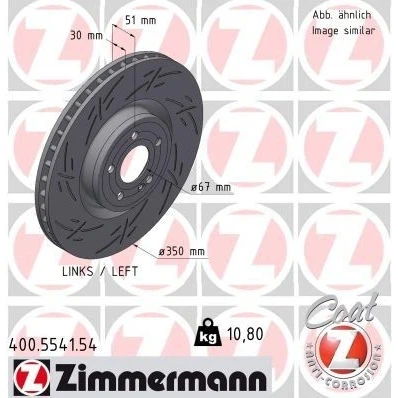 Billede af ZIMMERMANN 400.5541.54 Bremseskiver 350 30 6/5 5 112 indvendigt ventileret, opslidset coatet højkarboniseret MERCEDES BENZ: A klasse, B GLB