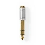 Billede af Stereo Audio Adapter 6.35 mm Hanstik Hunstik Guldplateret Lige Metal Sølv 1 stk. Box