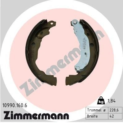 Billede af ZIMMERMANN 10990.160.6 Håndbremseklodser med arm, Billede svarer til leveringsomfang