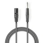 Billede af Balanceret Audio kabel XLR 3 Pin Hanstik 6.35 mm Nikkelplateret 5.00 m Runde PVC Mørkegrå Kartonhylster
