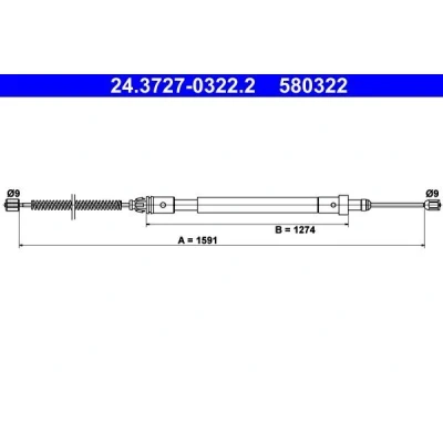 Billede af ATE 24.3727 0322.2 Håndbremsekabel 1591 CITROËN: Xsara Coupe