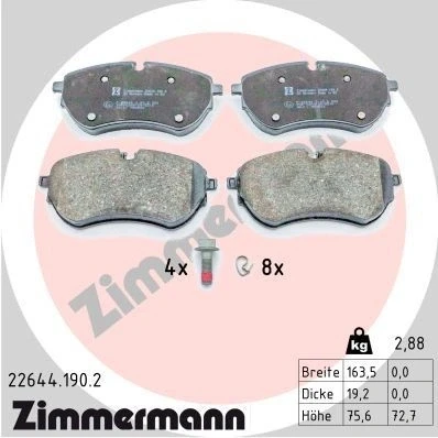 Billede af ZIMMERMANN 22644.190.2 Bremseklodser Forberedt til slidindikator med skruer Billede svarer leveringsomfang, fjeder VOLKSWAGEN: Amarok Pick up
