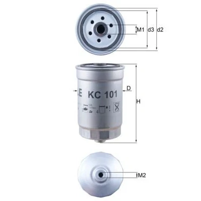 Billede af MAHLE ORIGINAL KC 101 Brændstoffilter Påskruet filter HYUNDAI: Getz, Sonata V, Matrix, KIA: RIO 2, SORENTO 1, Magentis II