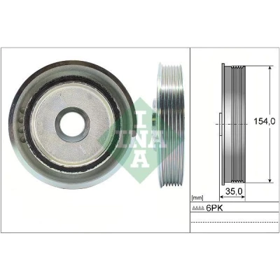 Billede af INA 544 0112 10 Remskive Krumtapaksel 154,00 FORD: MONDEO 4 Turnier, S Max Mk1, Galaxy Mk2 MPV, PEUGEOT: 407 SW