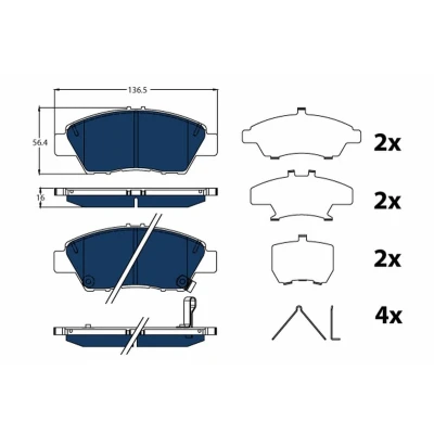 Billede af TRW GDB3493BTE Bremseklodser med akustisk advarsel for slid tilbehør HONDA: Jazz 3, Insight II Hatchback