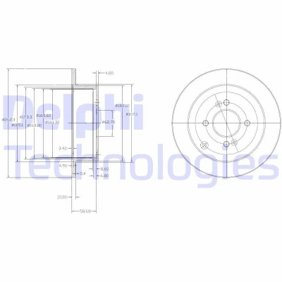Billede af DELPHI BG4097 Bremseskiver 262 10 4 fuldstændigt olieret ubehandlet uden hjullejer, ABS sensorring HYUNDAI: i20 I Hatchback, Getz, ACCENT 3