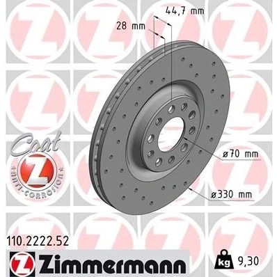 Billede af ZIMMERMANN SPORT COAT Z 110.2222.52 Bremseskiver 330 28 10/5 5 110 indvendigt ventileret, hullet coatet ALFA ROMEO: Giulia Sedan