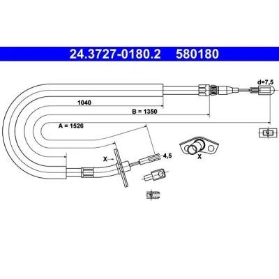 Billede af Kabel, parkeringsbremse ATE 24.3727 0180.2
