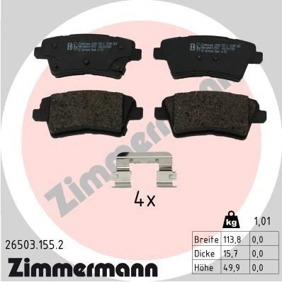 Billede af ZIMMERMANN 26503.155.2 Bremseklodser med akustisk advarsel for slid Billede svarer til leveringsomfang, glideplade KIA: Optima / K5 Sportswagon