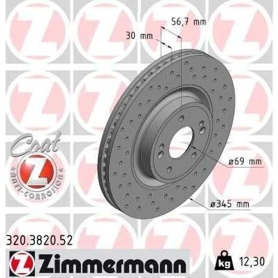 Billede af ZIMMERMANN 320.3820.52 Bremseskiver 345 30 7/5 5 114 indvendigt ventileret, hullet coatet
