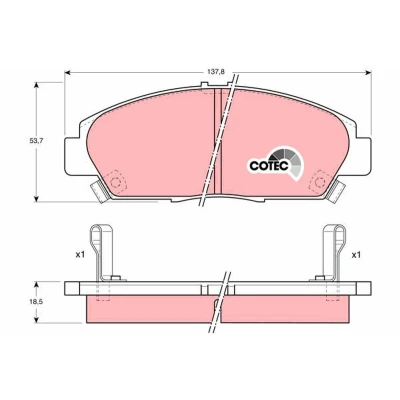 Billede af TRW COTEC GDB1061 Bremseklodser med akustisk advarsel for slid HONDA: Prelude 3, Accord 6 Limousine, V