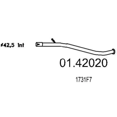 Billede af MTS 01.42020 Udstødningsrør 1450 bag til bagerste lydpotte PEUGEOT: 206 Hatchback
