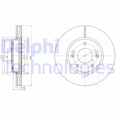 Billede af DELPHI BG4281C Bremseskiver 280 26 5 ventileret coatet ubehandlet uden hjullejer, ABS sensorring HYUNDAI: i30 I Hatchback, Stationcar, ix20