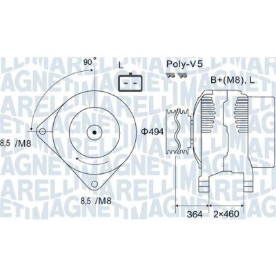 Billede af MAGNETI MARELLI 063731645010 Generator 12V 125A RENAULT: LAGUNA 2, CLIO 3, OPEL: Vivaro A Van