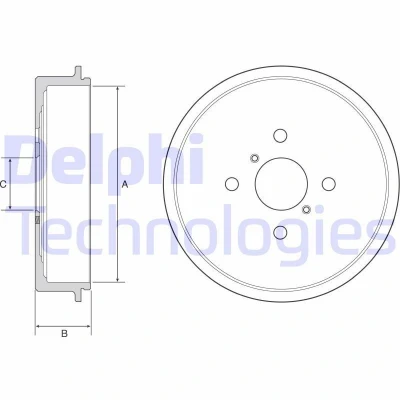Billede af DELPHI BF552 Bremsetromler uden ABS sensorring, hjullejer, leje 243 TOYOTA: Yaris III Hatchback