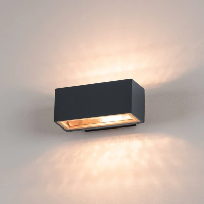 Billede af SLV væglampe Box, antracit, aluminium, bredde 22 cm, op/ned