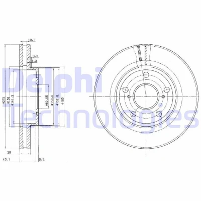 Billede af DELPHI BG2782 Bremseskiver 275 28 5 ventileret olieret ubehandlet uden hjullejer, ABS sensorring TOYOTA: Avensis Verso, Camry IV Sedan