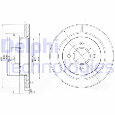 Billede af DELPHI Bremseskive FORD: Sierra Mk2 Sedan, Escort 5, Scorpio 2 Kombi 20mm 4 ventileret olieret ubehandlet BG2758 1102564,1661471,5024175,5025951