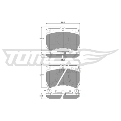 Billede af TOMEX brakes TX 11 77 Bremseklodser foraksel med akustisk advarsel for slid MAZDA: FAMILIA 4