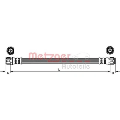 Billede af METZGER 4110224 Bremseslange 192 PEUGEOT: 207 Hatchback, SW, 2008 Stationcar, CITROËN: C3 Picasso, C4 II Cactus