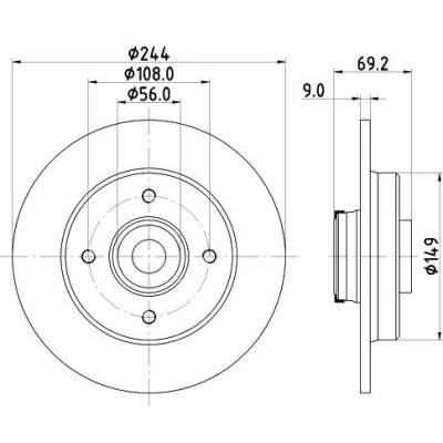 Billede af HELLA 8DD 355 132 161 Bremseskiver 244 9 04/04 108 fuldstændigt coatet med integreret magnetisk sensorring, hjulleje, hjulnav