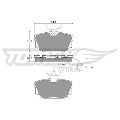 Billede af TOMEX brakes TX 13 901 Bremseklodser bagaksel Inkl. slidadvarselskontakt VOLKSWAGEN: Transporter 4 Bus, 4, Sharan I, FORD: Galaxy Mk1 MPV