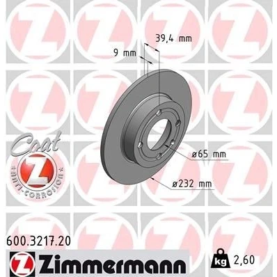 Billede af Bremseskive ZIMMERMANN 600.3217.20