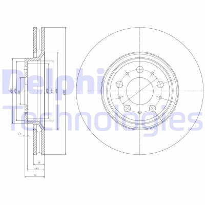 Billede af DELPHI BG4071 Bremseskiver 320 28 5 ventileret olieret højkarboniseret uden hjullejer, ABS sensorring VOLVO: V70 2, S60 I, S80 I