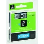 Billede af Dymo D1 tape 12mm x 7 mtr., sort/klar