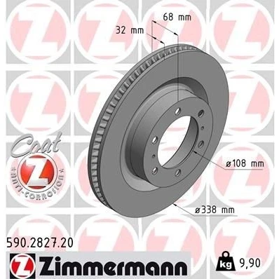 Billede af ZIMMERMANN COAT Z 590.2827.20 Bremseskiver 338 32 8/6 6 140 indvendigt ventileret coatet