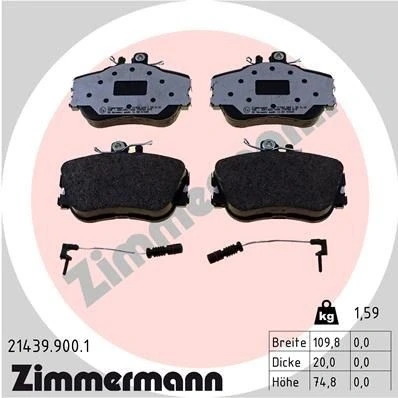 Billede af ZIMMERMANN 21439.900.1 Bremseklodser Inkl. slidadvarselskontakt Billede svarer til leveringsomfang MERCEDES BENZ: C klasse Sedan, T modell