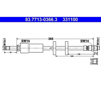 Billede af ATE 83.7713 0366.3 Bremseslange 423 M10x1 VOLVO: XC90 I