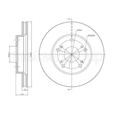 Billede af METELLI Bremseskive HONDA: CIVIC 7 Hatchback 260,0mm 23,2mm 5 ventileret 23 1635C Bremseskiver, Skivebremser