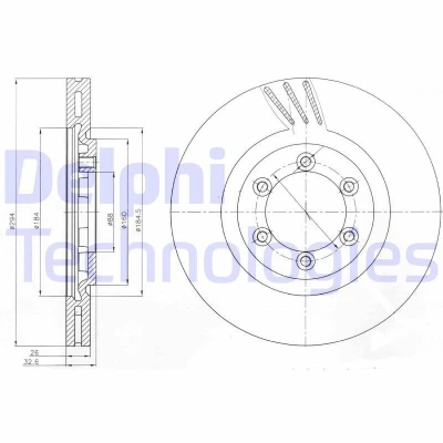 Billede af DELPHI BG4112 Bremseskiver 294 26 6 ventileret olieret ubehandlet uden hjullejer, ABS sensorring SSANGYONG: Rexton / 2