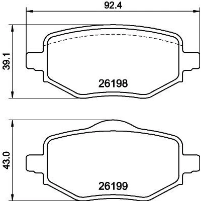 Billede af HELLA 8DB 355 040 971 Bremseklodser Ikke forberedt til slidindikator med bremsecaliperskruer tilbehør PEUGEOT: 208 II Hatchback, 2008